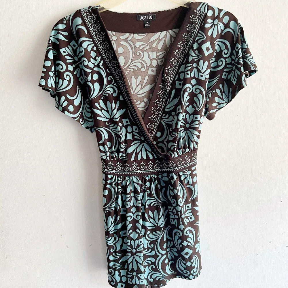 Apt 9 Blue Floral Tunic Size Medium Tie Back Fairycore Whimsygoth - Picture 3 of 5